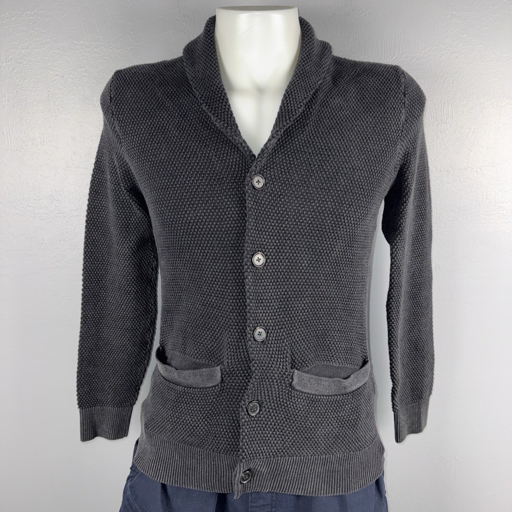 Abercrombie & Fitch Sweater Men's Small Faded Black Cardigan Pockets Knit Preppy